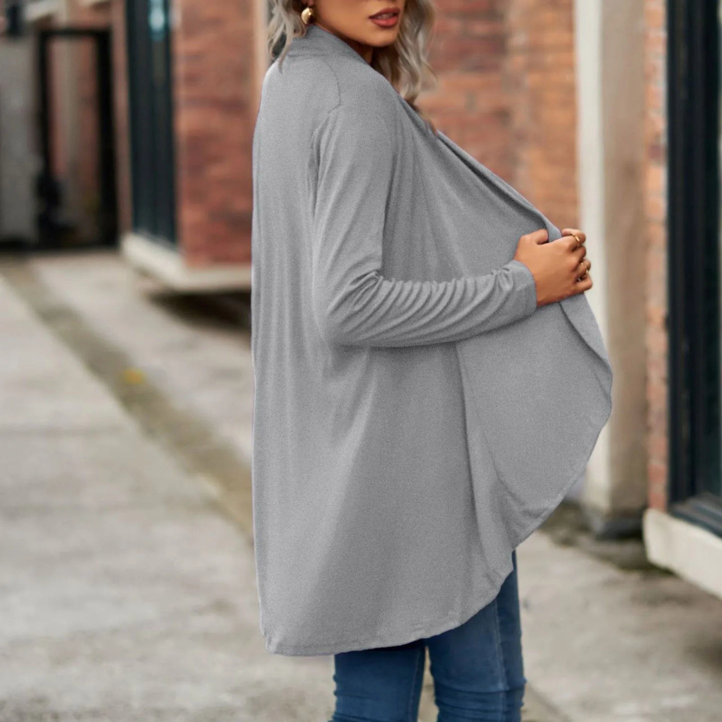 Plus Size Open Front Lightweight Cardigan - Made in Italy