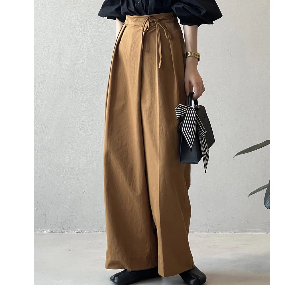 2024 Women Casual Wide Leg High Waist Pants Fashion Clothes Black Brown Pants Female Trousers