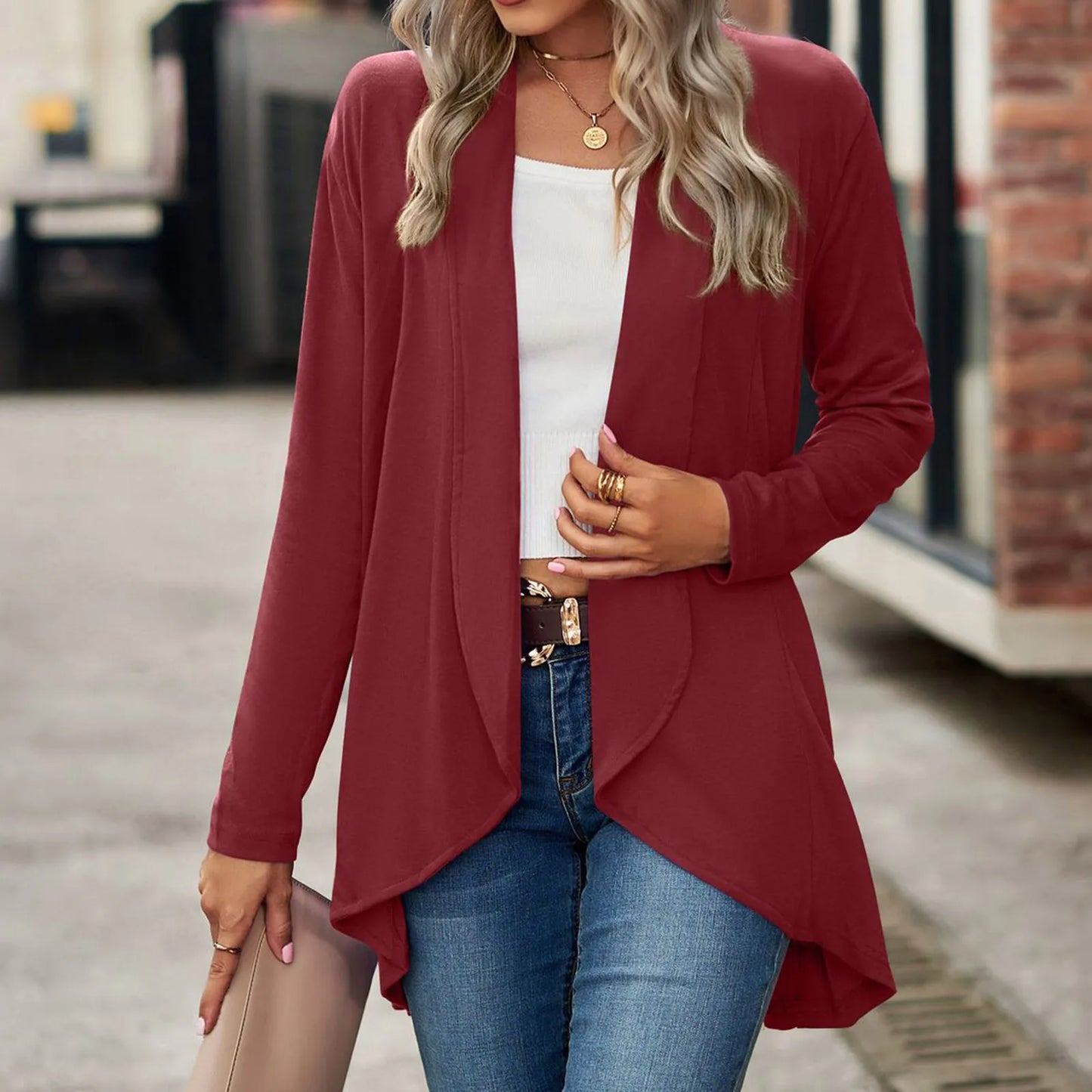 Plus Size Open Front Lightweight Cardigan - Made in Italy