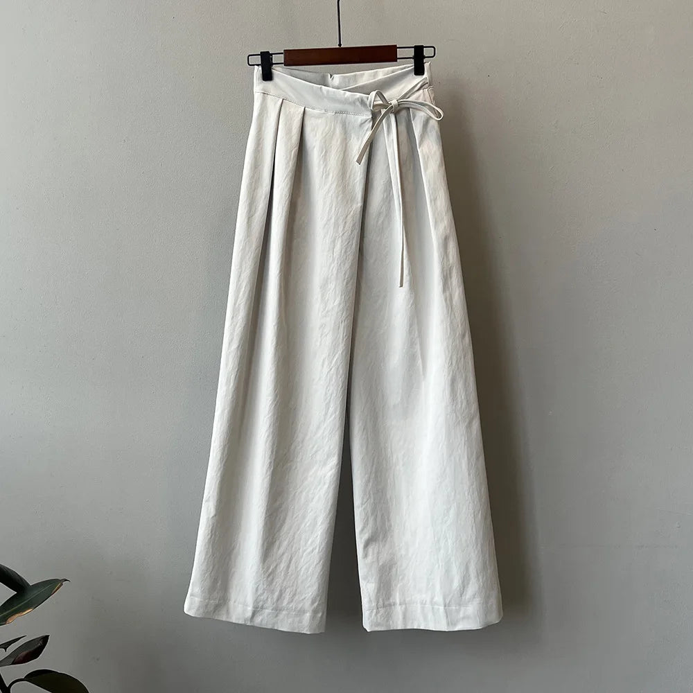 2024 Women Casual Wide Leg High Waist Pants Fashion Clothes Black Brown Pants Female Trousers