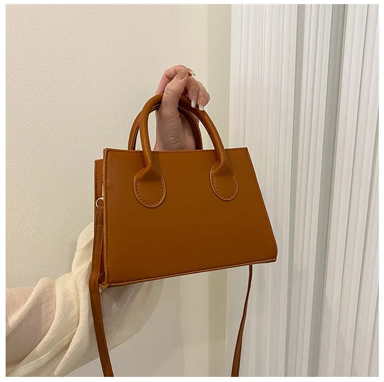 Elegant Black Handbag with Dual Handles, Chic Crossbody Bag, Retro Stylish Tote Small Bag for Women Girls Daily Use, Work, Party