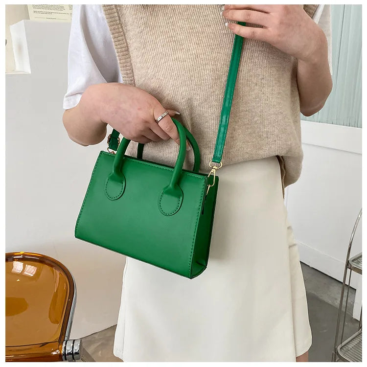 Elegant Black Handbag with Dual Handles, Chic Crossbody Bag, Retro Stylish Tote Small Bag for Women Girls Daily Use, Work, Party