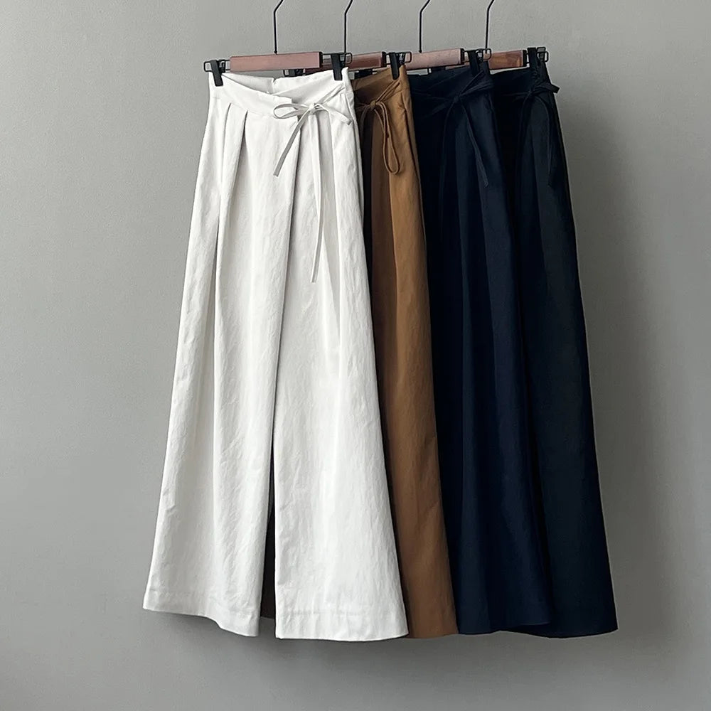 2024 Women Casual Wide Leg High Waist Pants Fashion Clothes Black Brown Pants Female Trousers