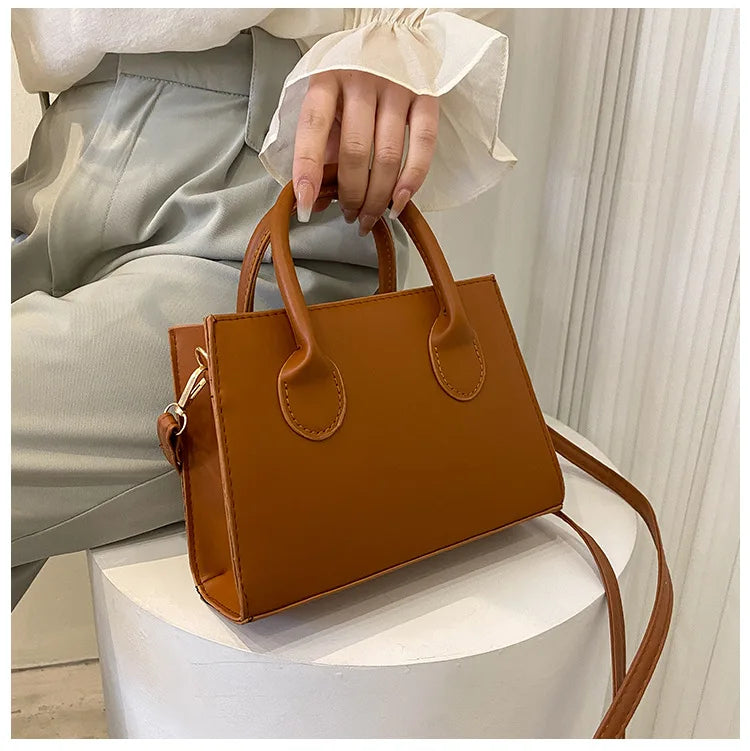 Elegant Black Handbag with Dual Handles, Chic Crossbody Bag, Retro Stylish Tote Small Bag for Women Girls Daily Use, Work, Party