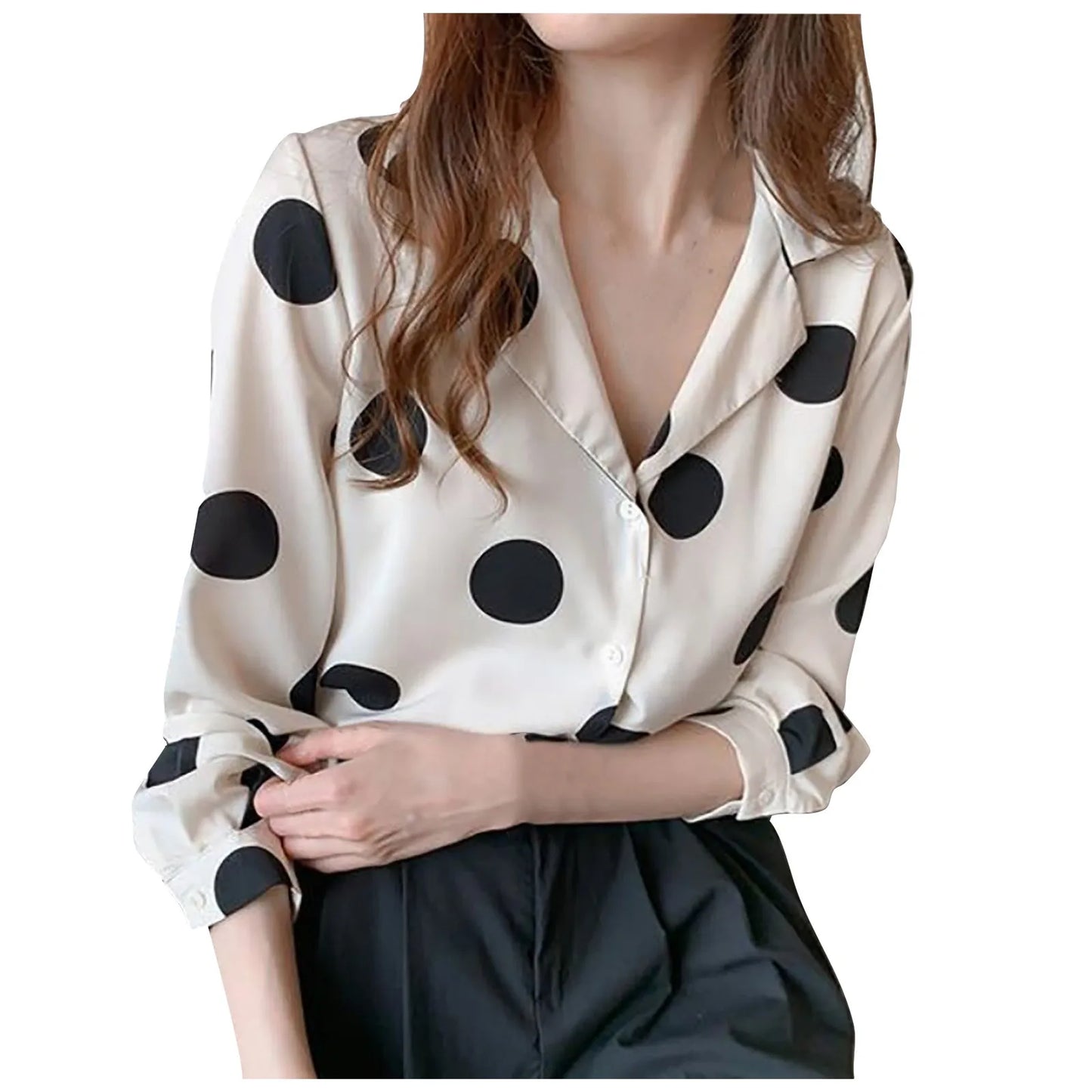 Elegant Polka Dot Print Chiffon Blouse