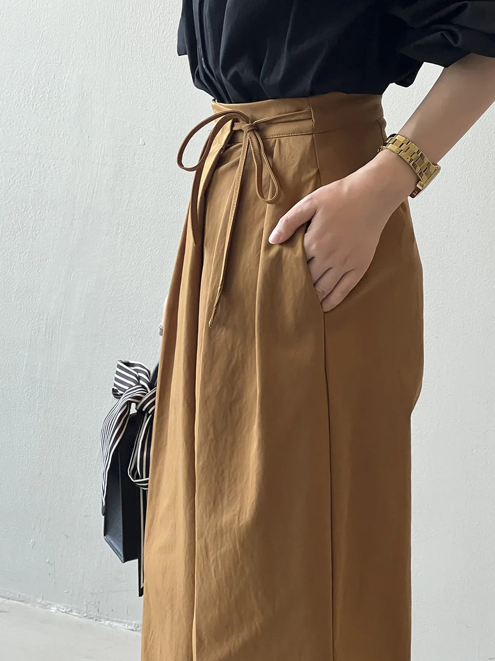 2024 Women Casual Wide Leg High Waist Pants Fashion Clothes Black Brown Pants Female Trousers