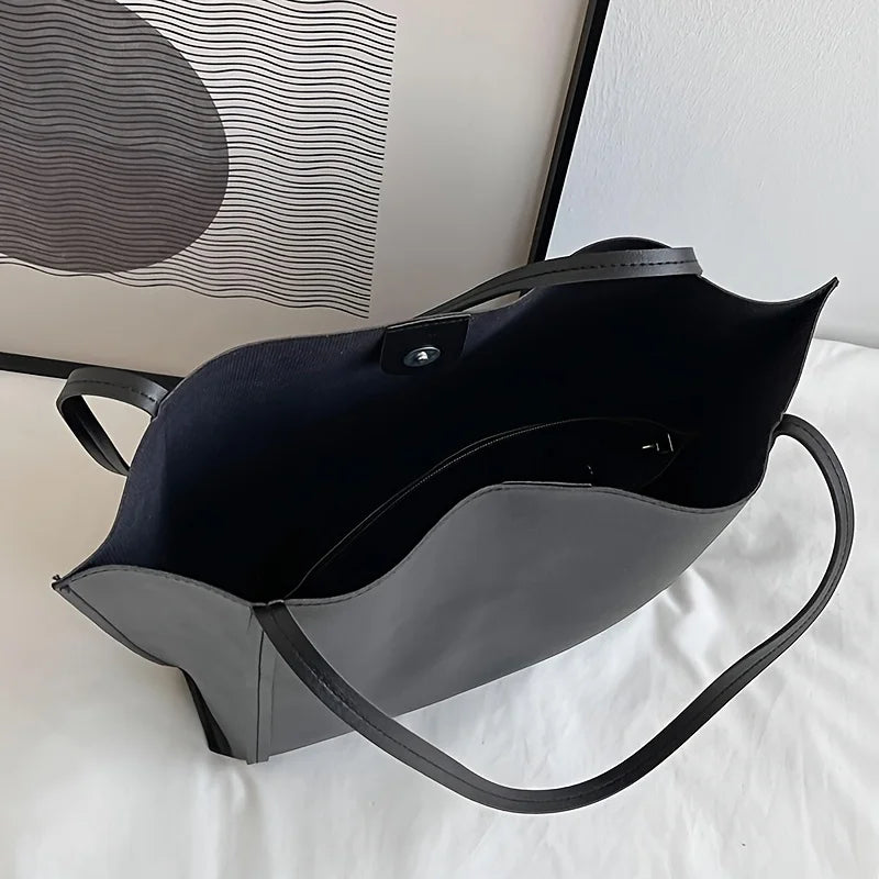 Fashionable black handbag - large capacity, lightweight and easy to carry, retro single shoulder handbag design is fashionable