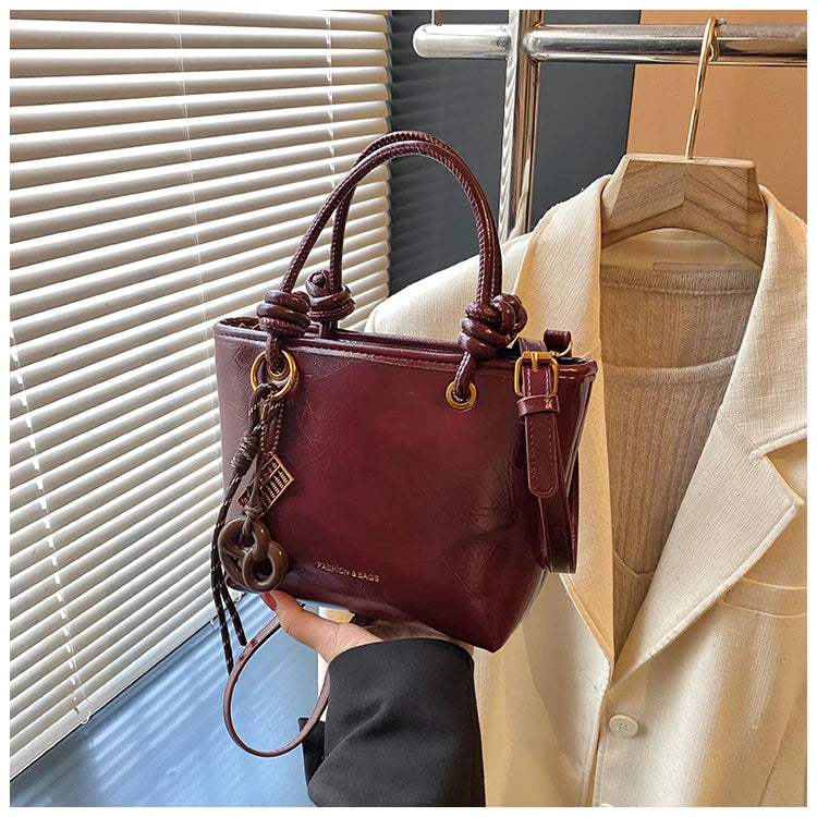 Fashion Top-handle Bags For Women Red Handbag Luxury Brand Designer Shoulder Crossbody Bags With Pendant Bucket Totes Bolsas