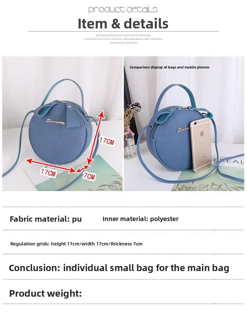 New handbag cute little round bag shoulder diagonal bag portable cosmetic bag foreign trade wholesale small bag. Women's bag