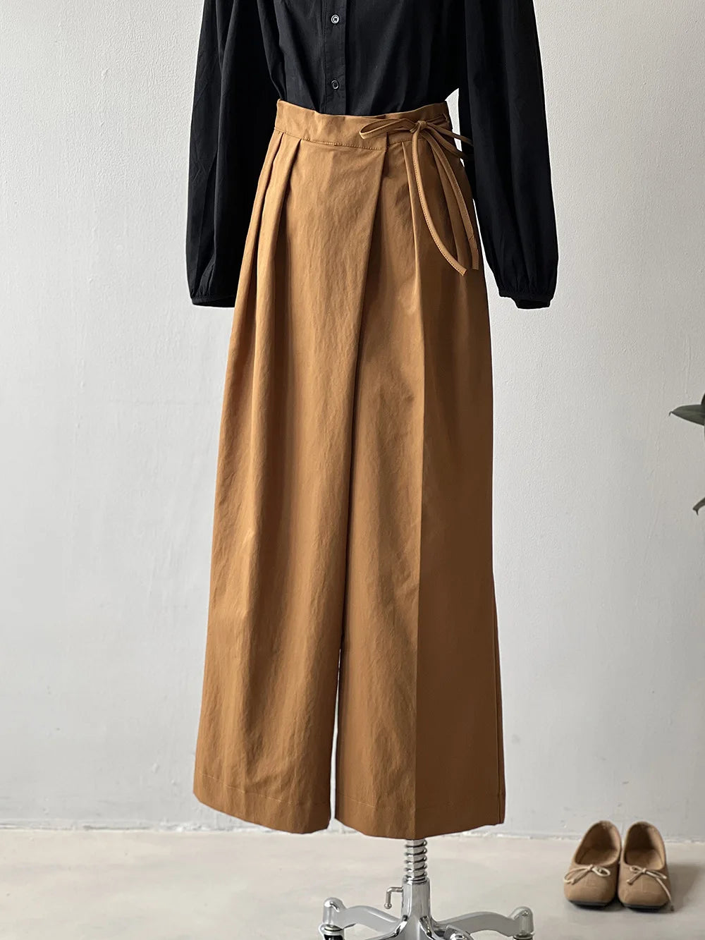 2024 Women Casual Wide Leg High Waist Pants Fashion Clothes Black Brown Pants Female Trousers