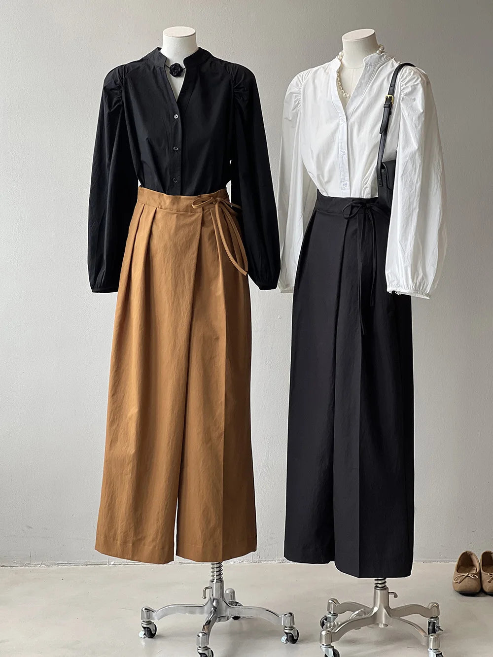2024 Women Casual Wide Leg High Waist Pants Fashion Clothes Black Brown Pants Female Trousers