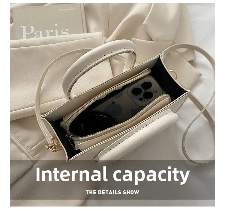 Elegant Black Handbag with Dual Handles, Chic Crossbody Bag, Retro Stylish Tote Small Bag for Women Girls Daily Use, Work, Party