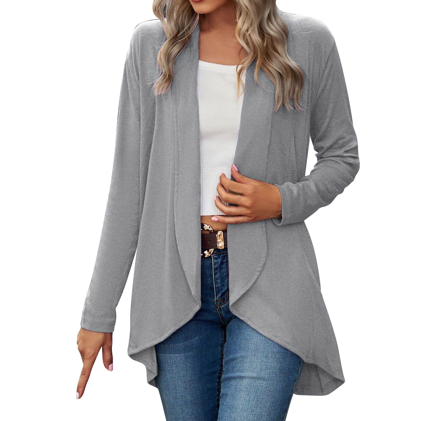 Plus Size Open Front Lightweight Cardigan - Made in Italy