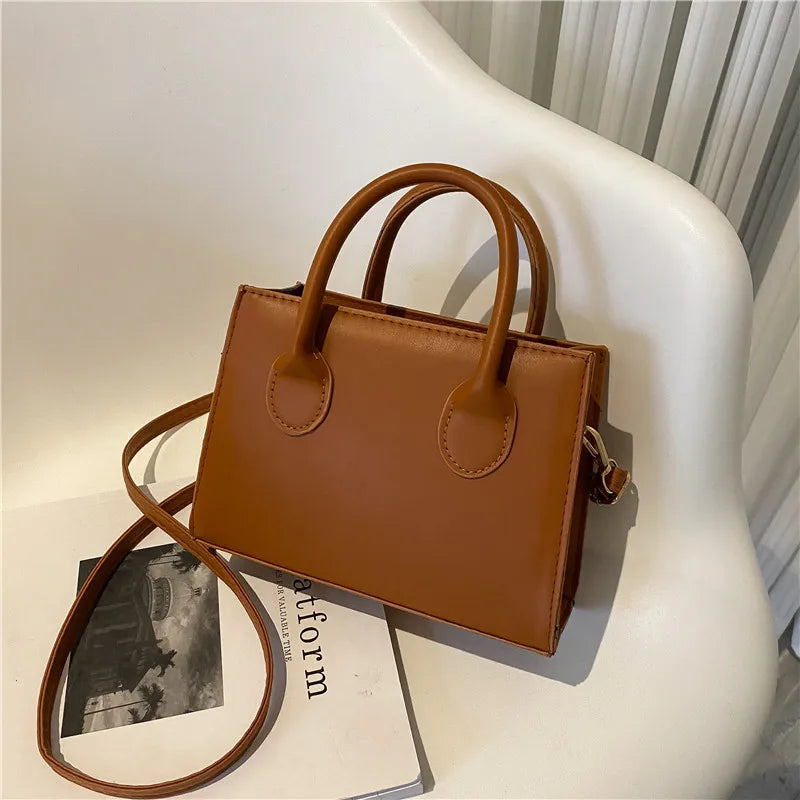 Elegant Black Handbag with Dual Handles, Chic Crossbody Bag, Retro Stylish Tote Small Bag for Women Girls Daily Use, Work, Party