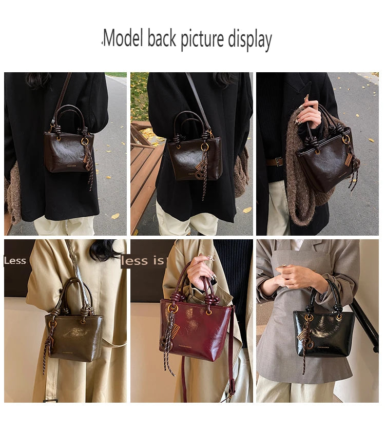 Fashion Top-handle Bags For Women Red Handbag Luxury Brand Designer Shoulder Crossbody Bags With Pendant Bucket Totes Bolsas