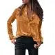 Women Fashion Solid Shirts Women Autumn Casual Long Sleeve Blouse Lapel Buttons Two Pockets Cotton Velvet Blend Tops chemise