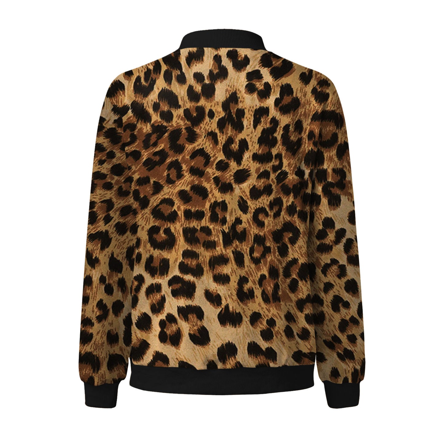 Fashion Leopard Printed Bomber Biker Jackets Women's Autumn Winter Casual Long Sleeve Pockets Coat Female Zipper Slim Outwears