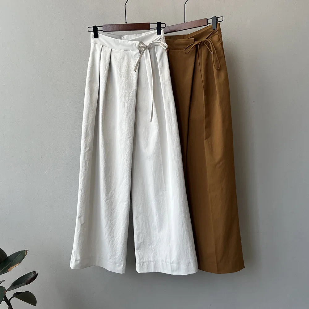 2024 Women Casual Wide Leg High Waist Pants Fashion Clothes Black Brown Pants Female Trousers