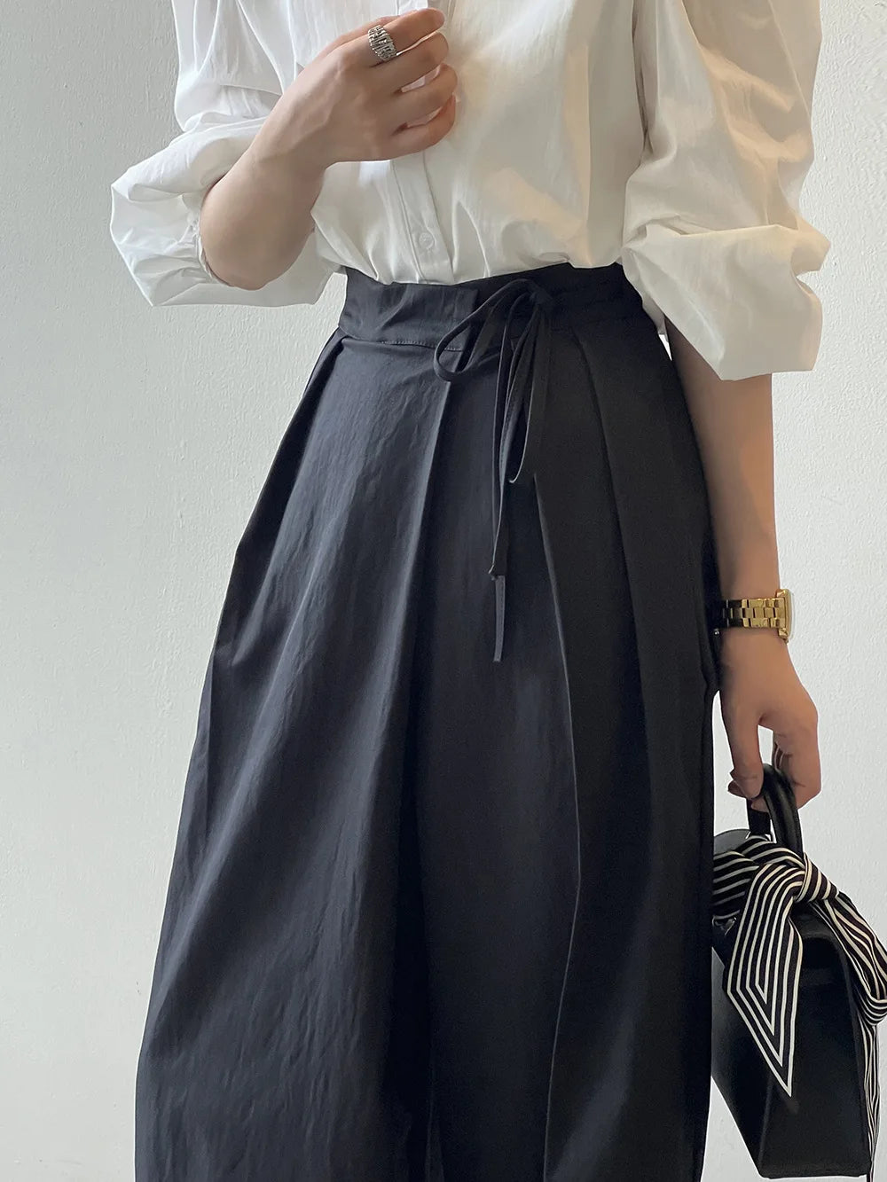 2024 Women Casual Wide Leg High Waist Pants Fashion Clothes Black Brown Pants Female Trousers