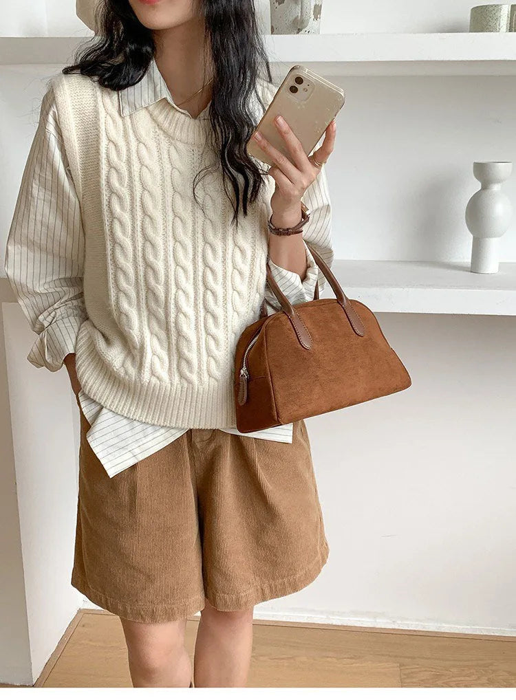 New Bowling Handbag, Retro Handbag for Women, Large Capacity Carrying Pillow Bag