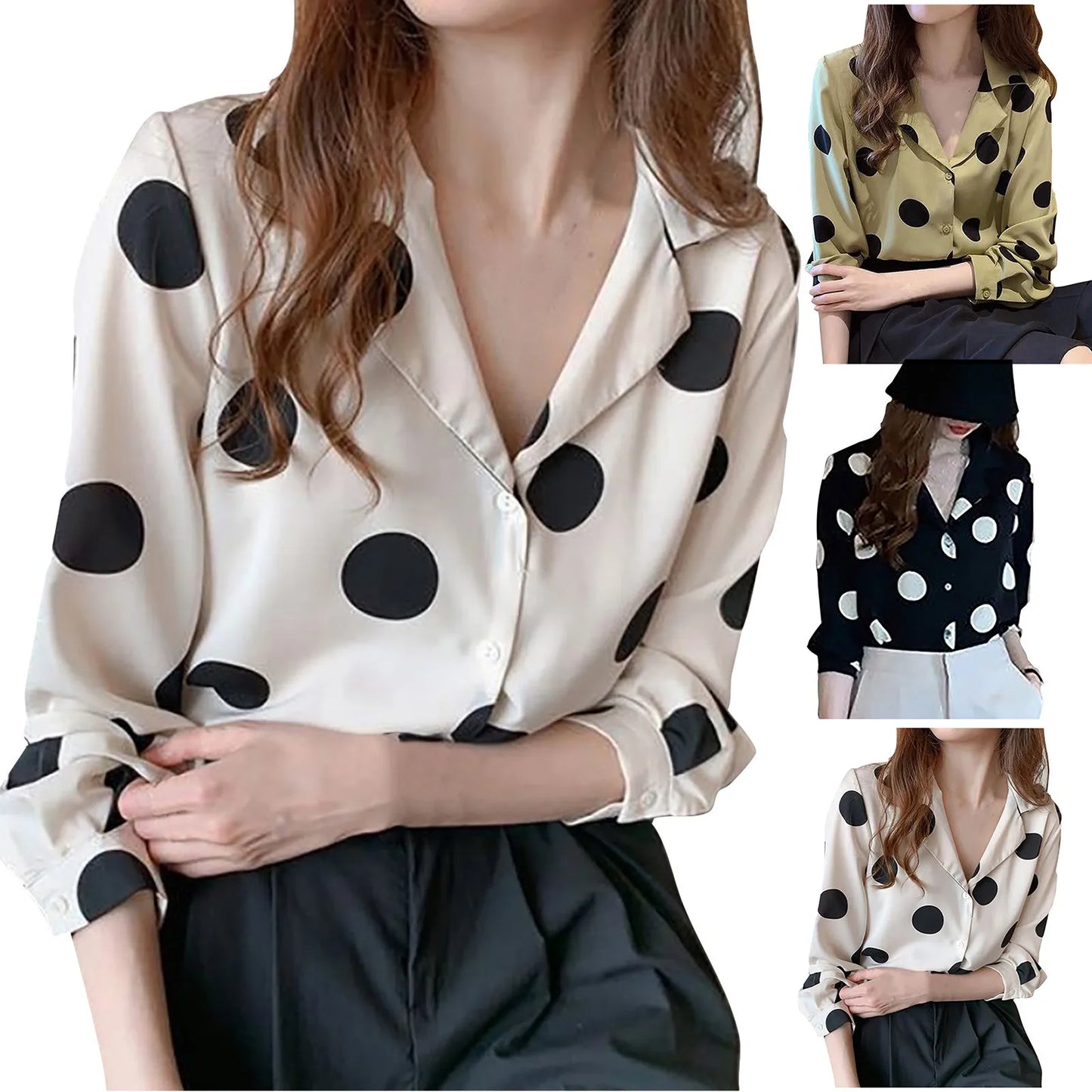 Elegant Polka Dot Print Chiffon Blouse