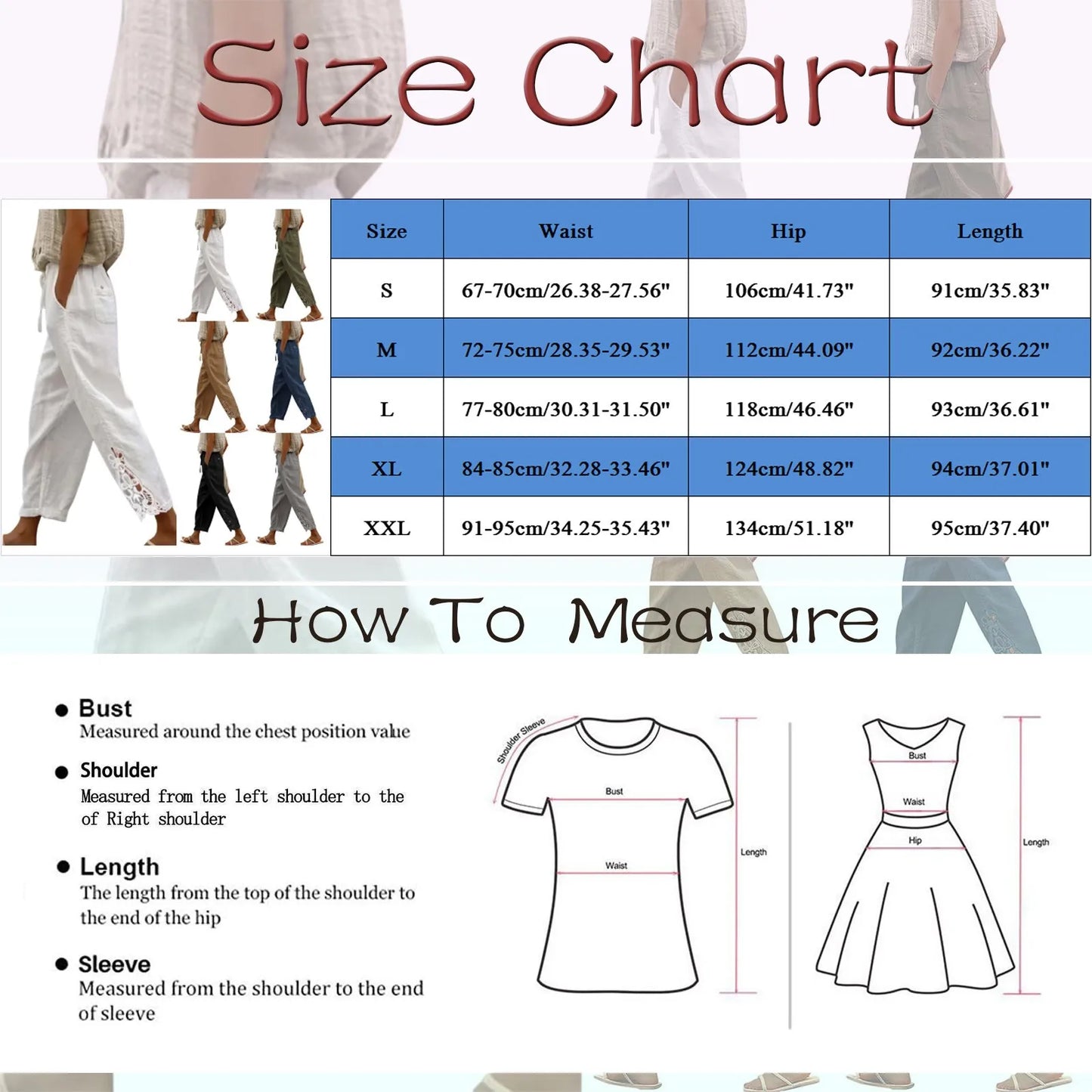 Linen Pants Women Summer Solid Color Lace Spliced Women's Pants High Waisted Drawstring Pocket Ladies Trousers Pantalones