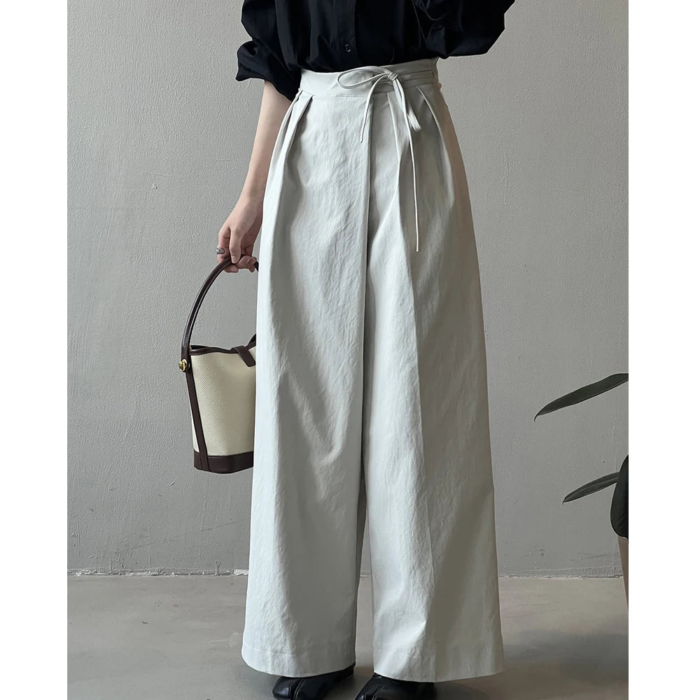2024 Women Casual Wide Leg High Waist Pants Fashion Clothes Black Brown Pants Female Trousers