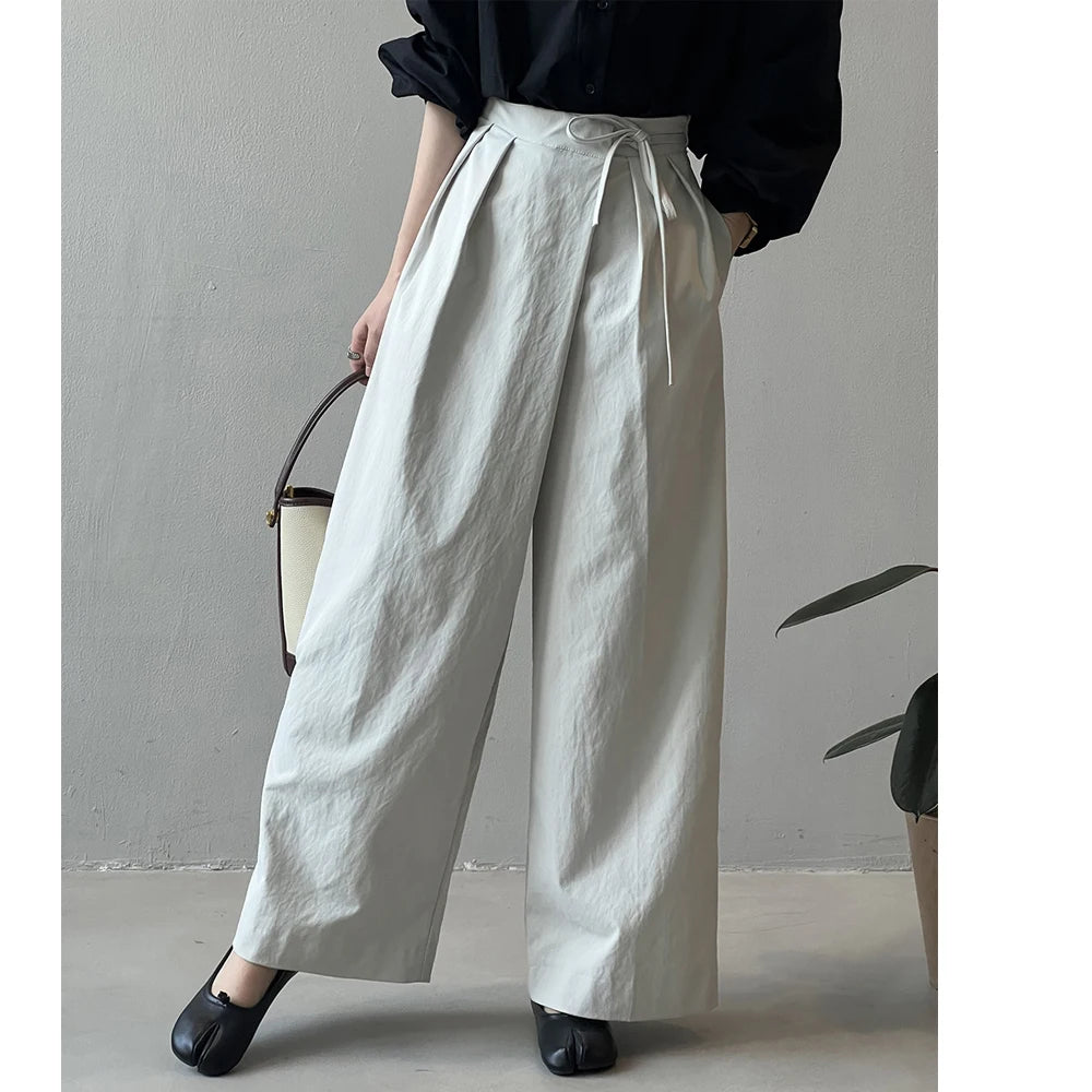 2024 Women Casual Wide Leg High Waist Pants Fashion Clothes Black Brown Pants Female Trousers