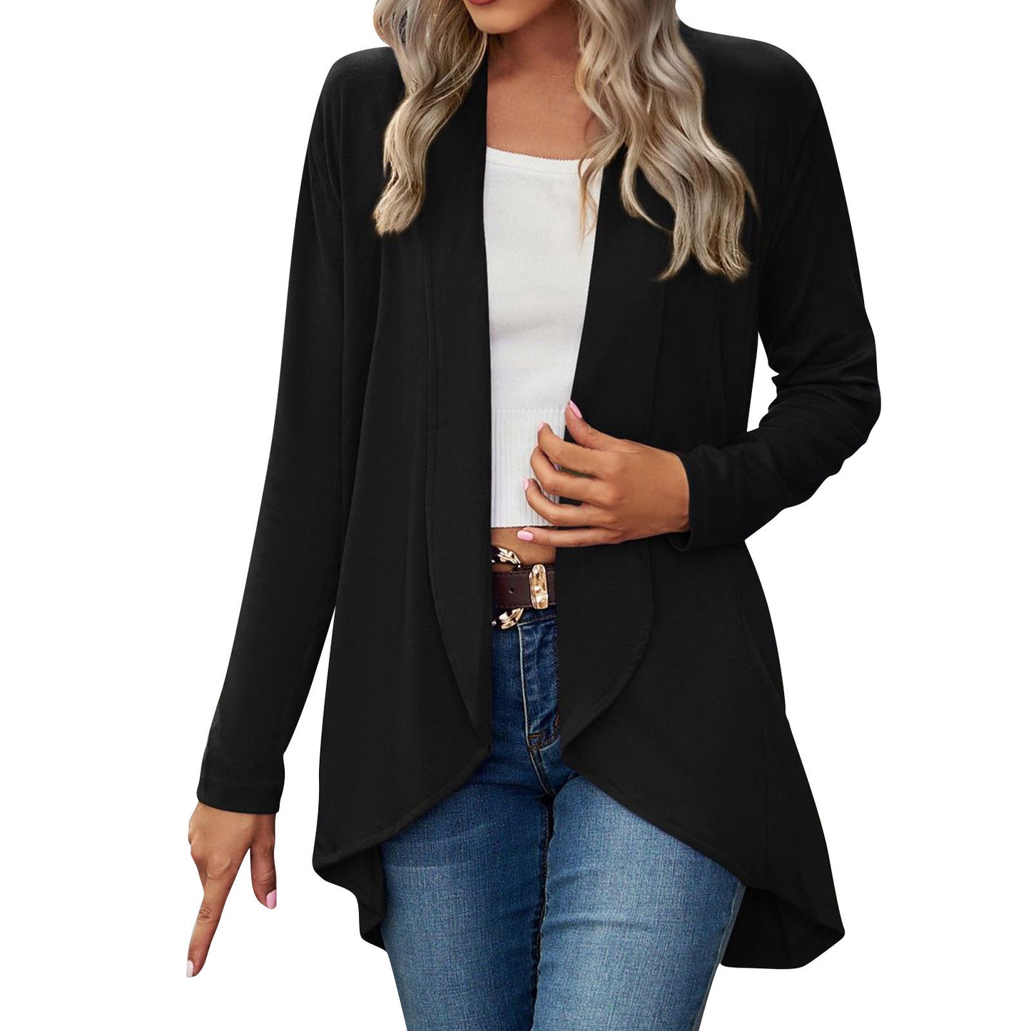 Plus Size Open Front Lightweight Cardigan - Made in Italy