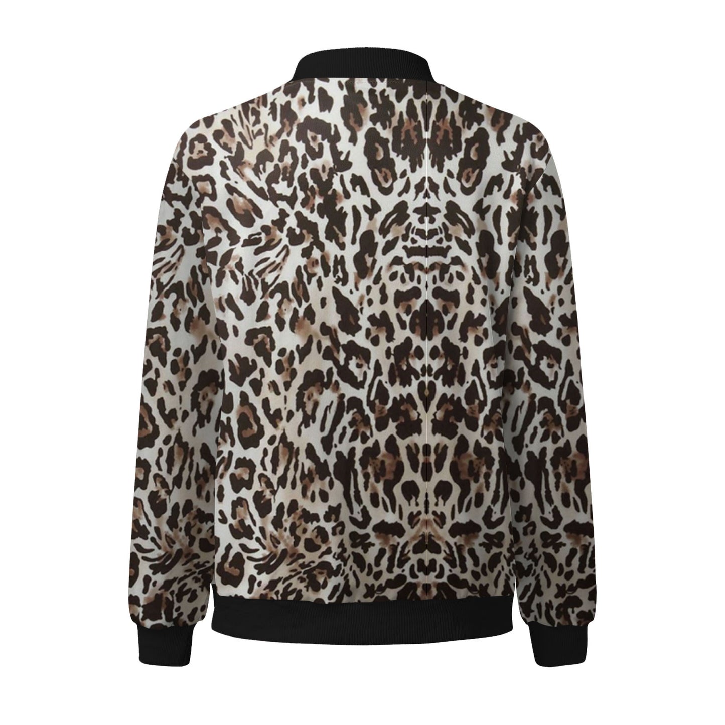 Fashion Leopard Printed Bomber Biker Jackets Women's Autumn Winter Casual Long Sleeve Pockets Coat Female Zipper Slim Outwears