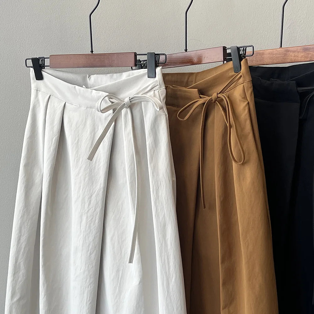 2024 Women Casual Wide Leg High Waist Pants Fashion Clothes Black Brown Pants Female Trousers