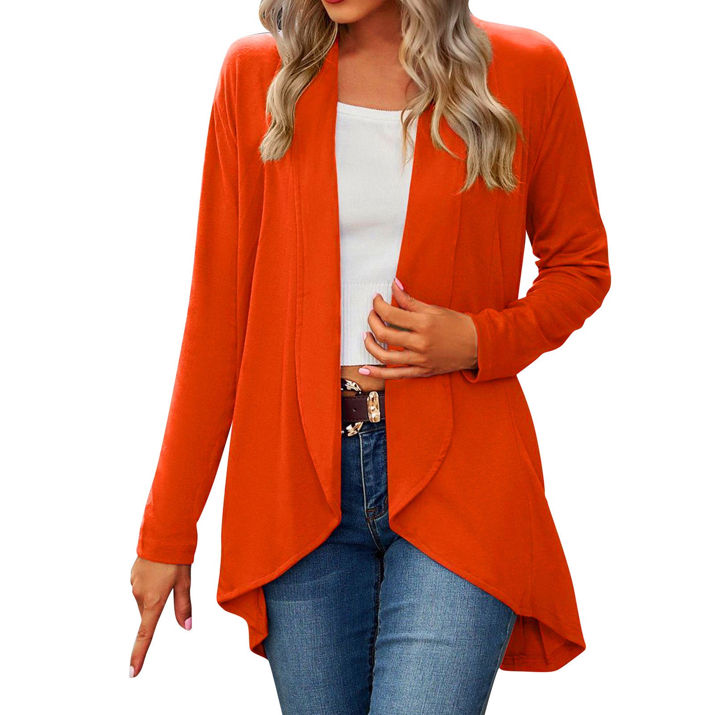 Plus Size Open Front Lightweight Cardigan - Made in Italy