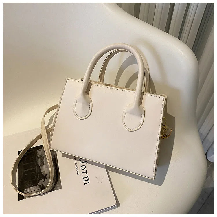 Elegant Black Handbag with Dual Handles, Chic Crossbody Bag, Retro Stylish Tote Small Bag for Women Girls Daily Use, Work, Party