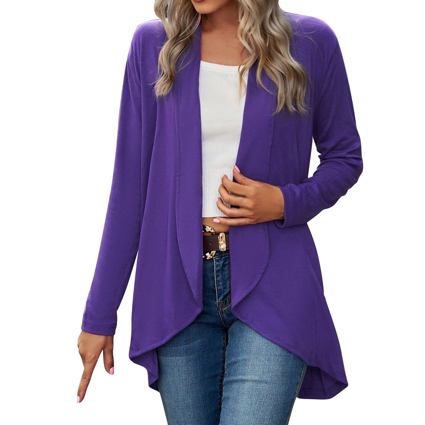 Plus Size Open Front Lightweight Cardigan - Made in Italy