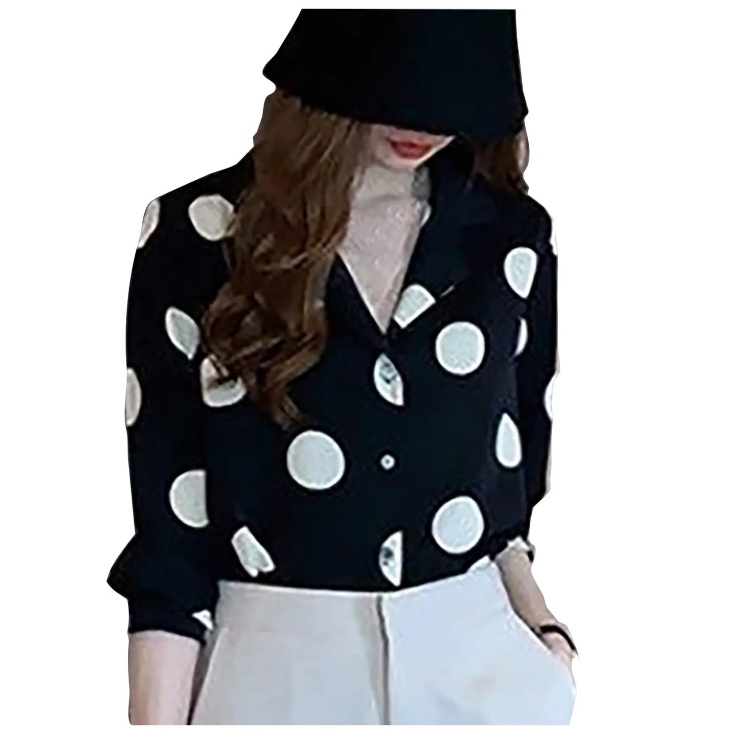 Elegant Polka Dot Print Chiffon Blouse
