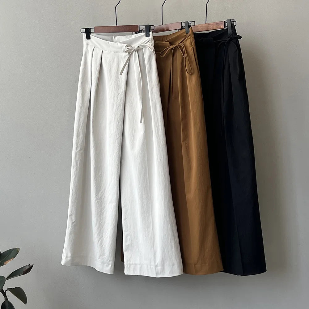 2024 Women Casual Wide Leg High Waist Pants Fashion Clothes Black Brown Pants Female Trousers