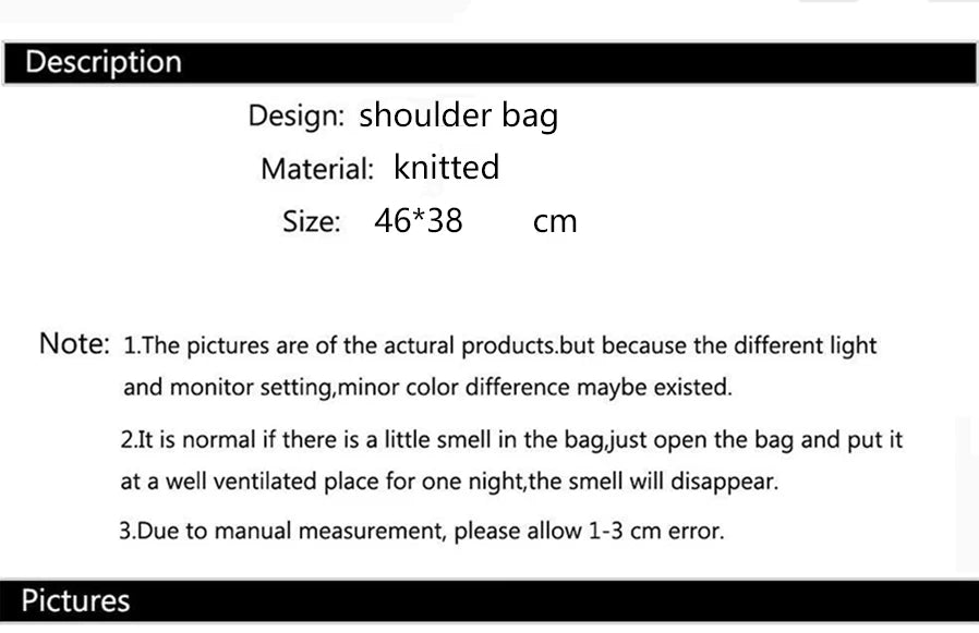 Retro Knitted Handbag for Women Autumn Winter New Design Solid Color Knitted Bag Large Capacity Travel Shoulder Bag