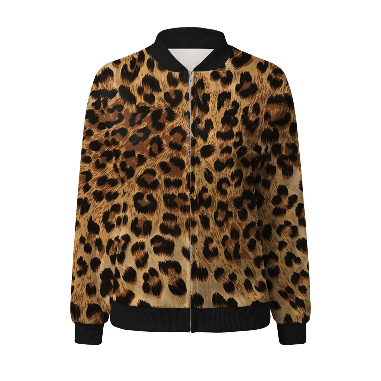 Fashion Leopard Printed Bomber Biker Jackets Women's Autumn Winter Casual Long Sleeve Pockets Coat Female Zipper Slim Outwears