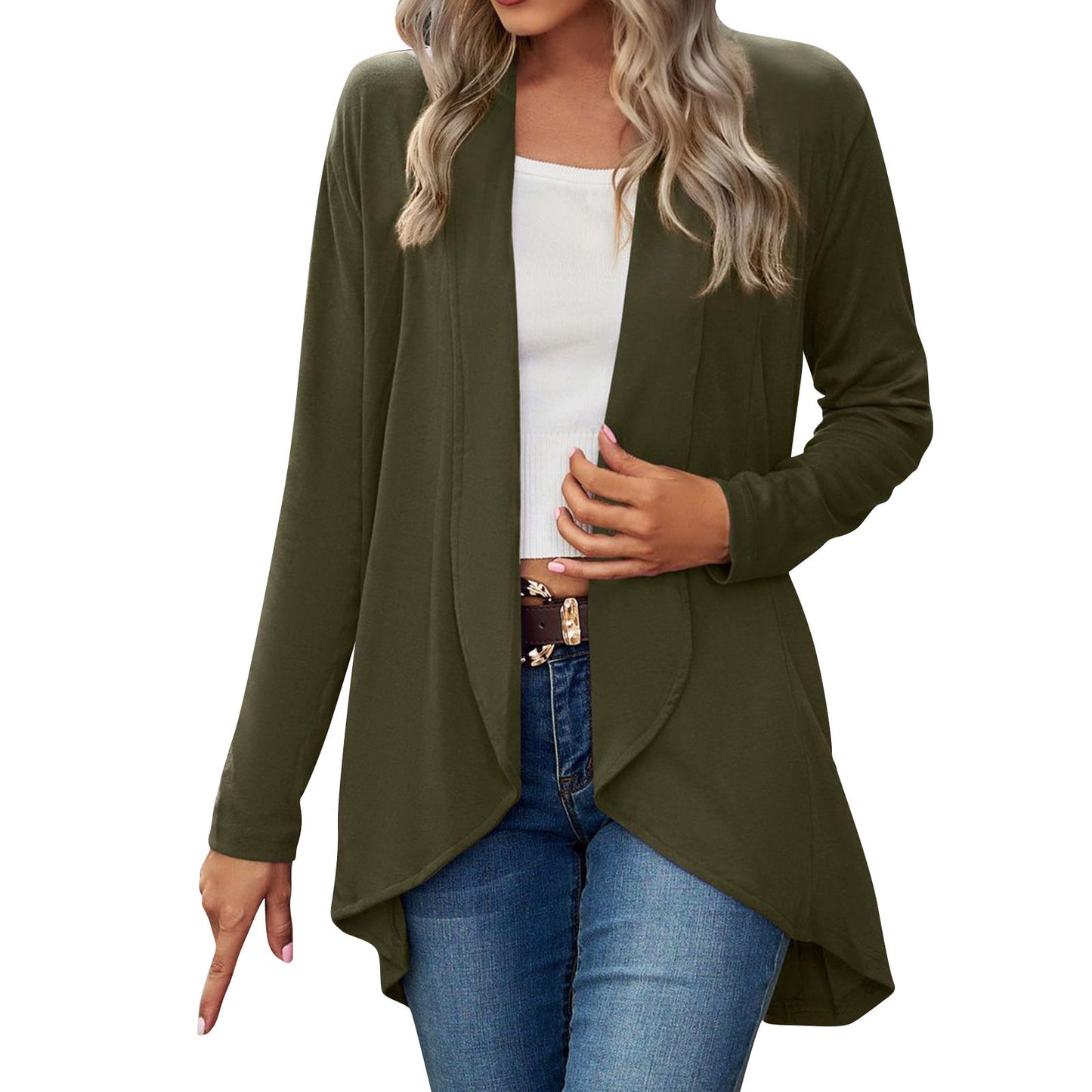 Plus Size Open Front Lightweight Cardigan - Made in Italy