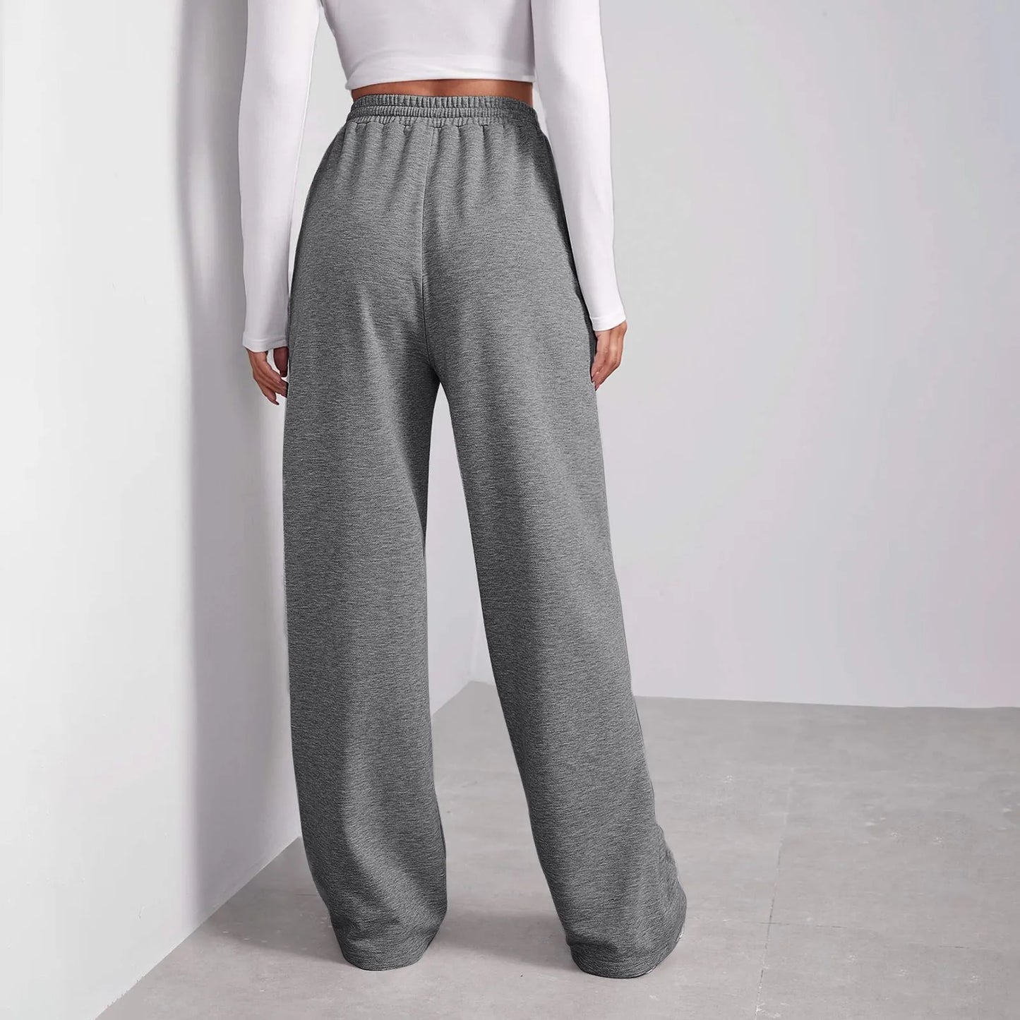 Wide Leg Pants For Women’s Fleece Lined Sweatpants Straight Pants Bottom All-Math Plain Fitness Joggers Pants Travel Basic