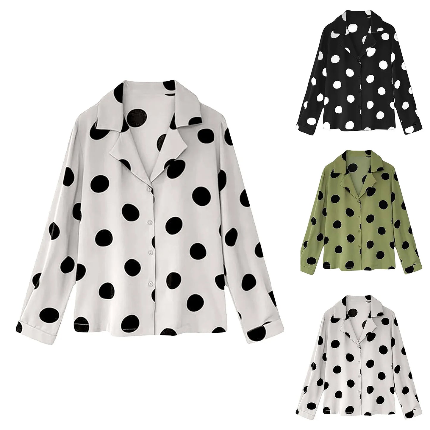 Elegant Polka Dot Print Chiffon Blouse