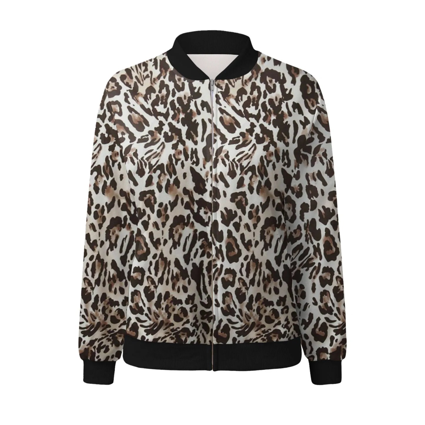 Fashion Leopard Printed Bomber Biker Jackets Women's Autumn Winter Casual Long Sleeve Pockets Coat Female Zipper Slim Outwears