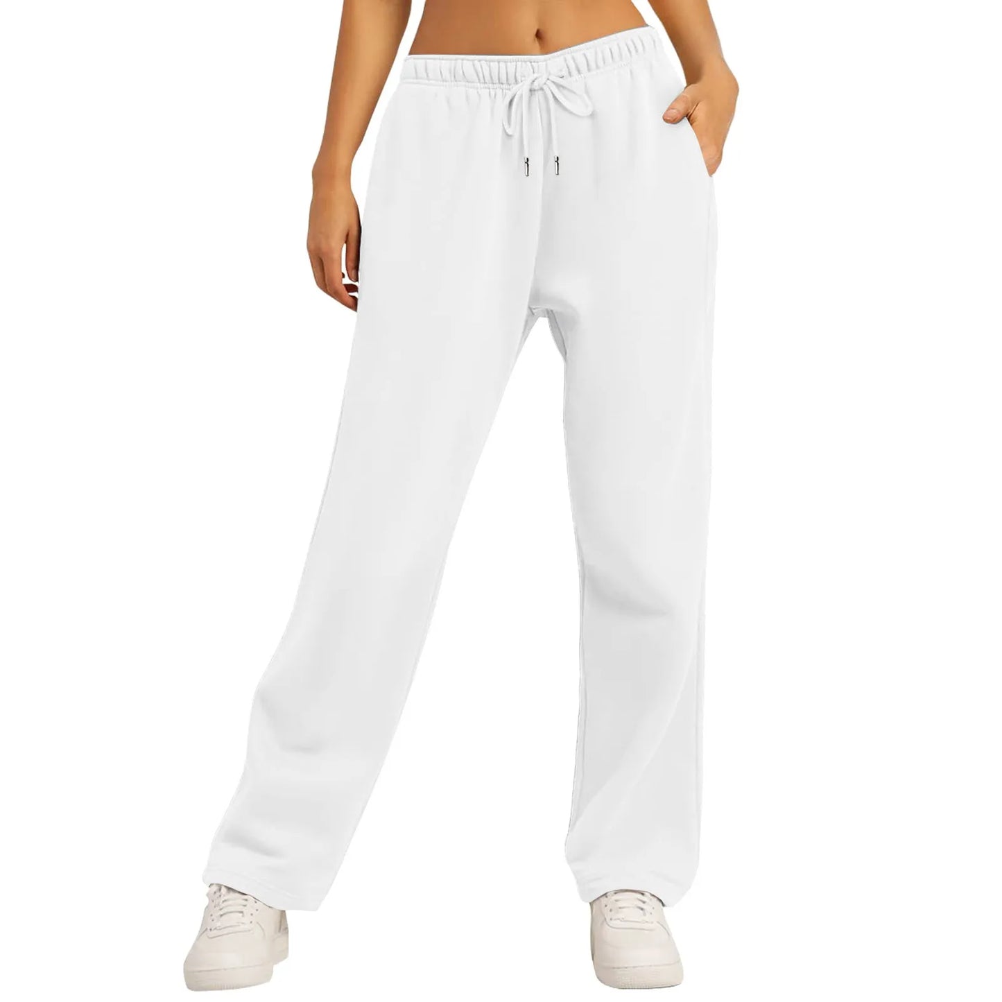 Wide Leg Pants For Women’s Fleece Lined Sweatpants Straight Pants Bottom All-Math Plain Fitness Joggers Pants Travel Basic