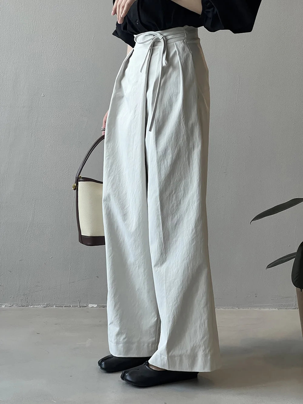 2024 Women Casual Wide Leg High Waist Pants Fashion Clothes Black Brown Pants Female Trousers