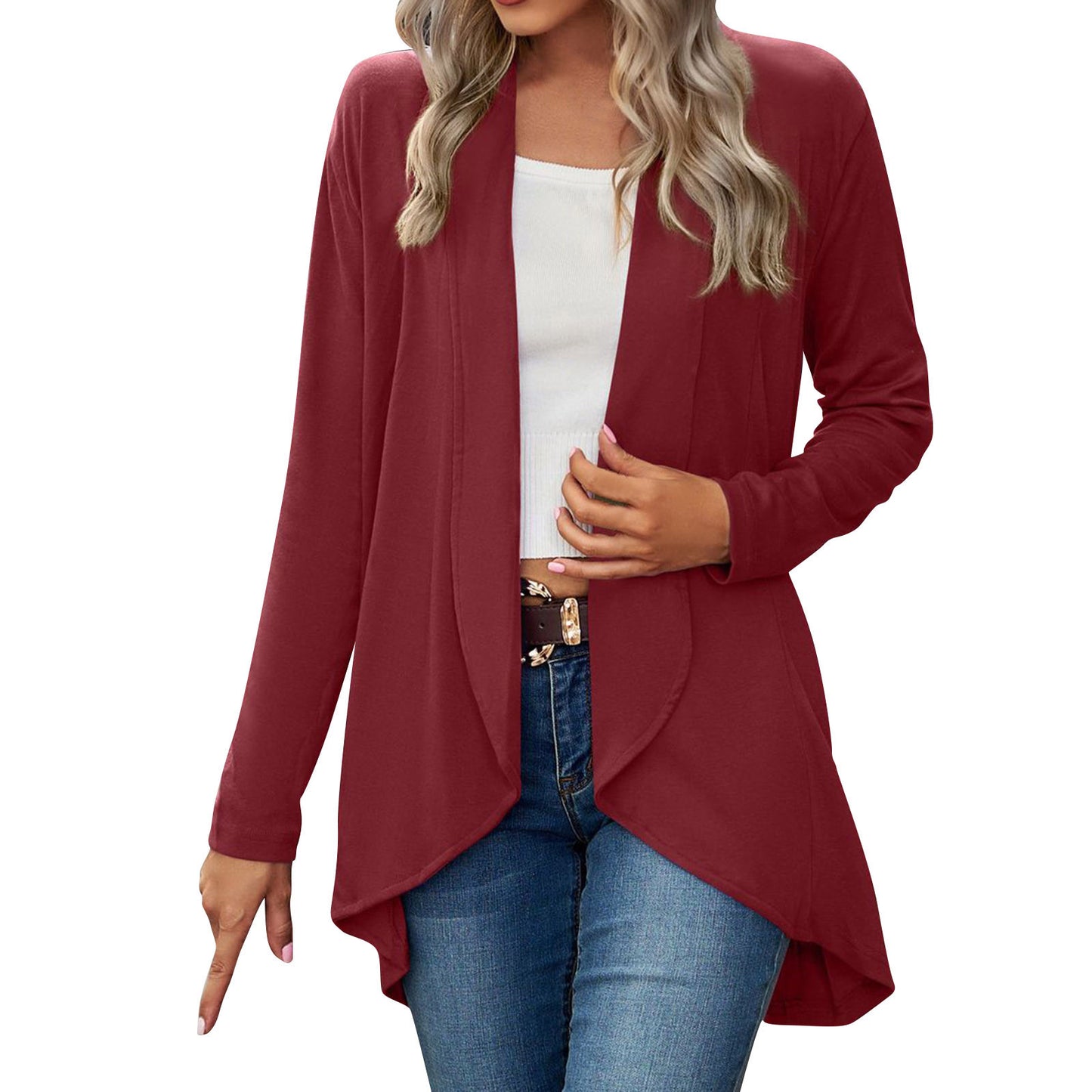 Plus Size Open Front Lightweight Cardigan - Made in Italy