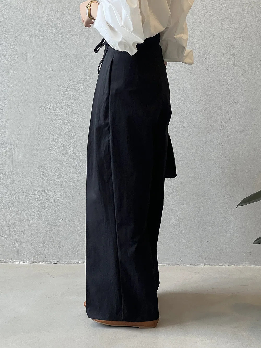 2024 Women Casual Wide Leg High Waist Pants Fashion Clothes Black Brown Pants Female Trousers