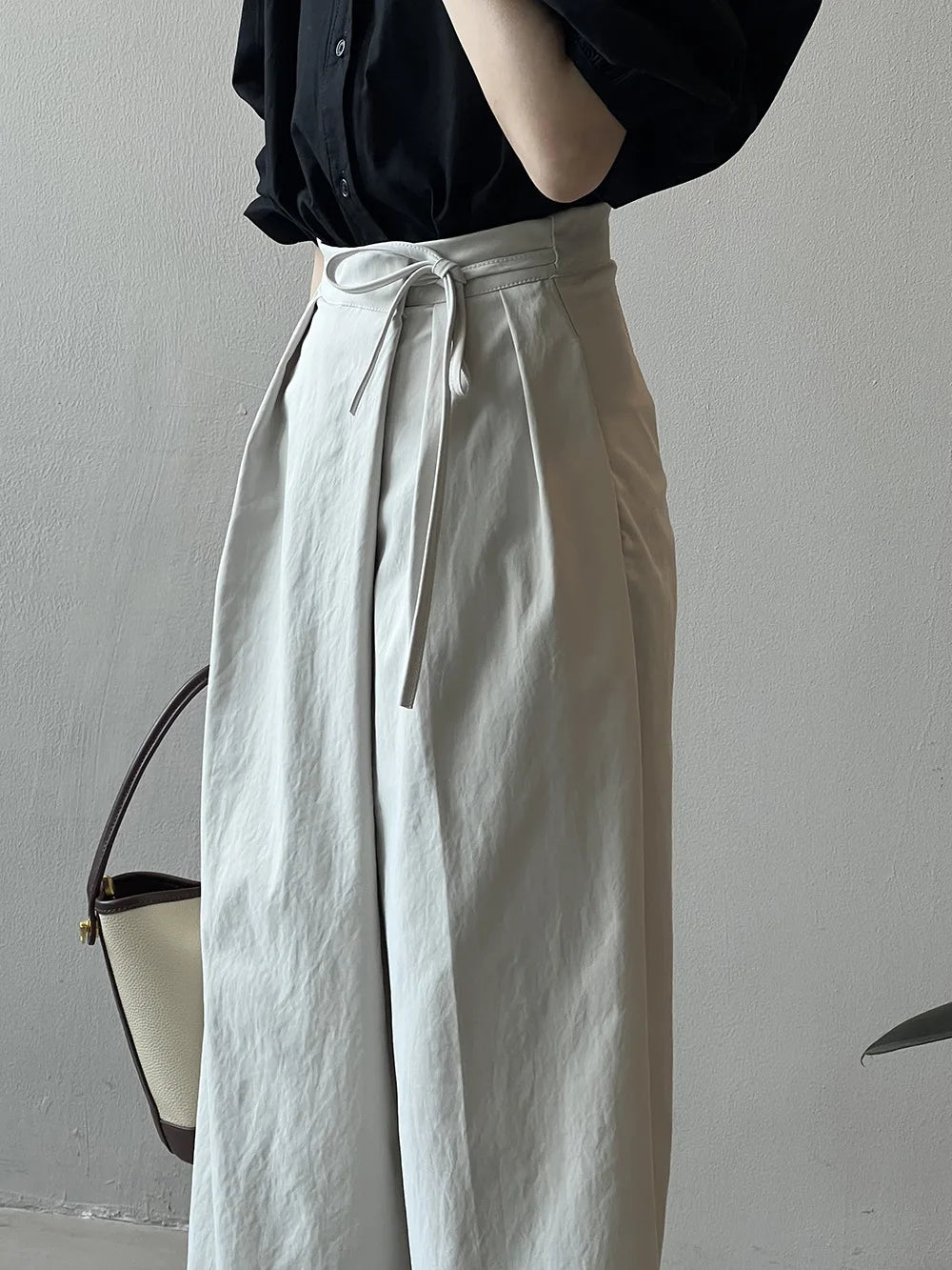 2024 Women Casual Wide Leg High Waist Pants Fashion Clothes Black Brown Pants Female Trousers