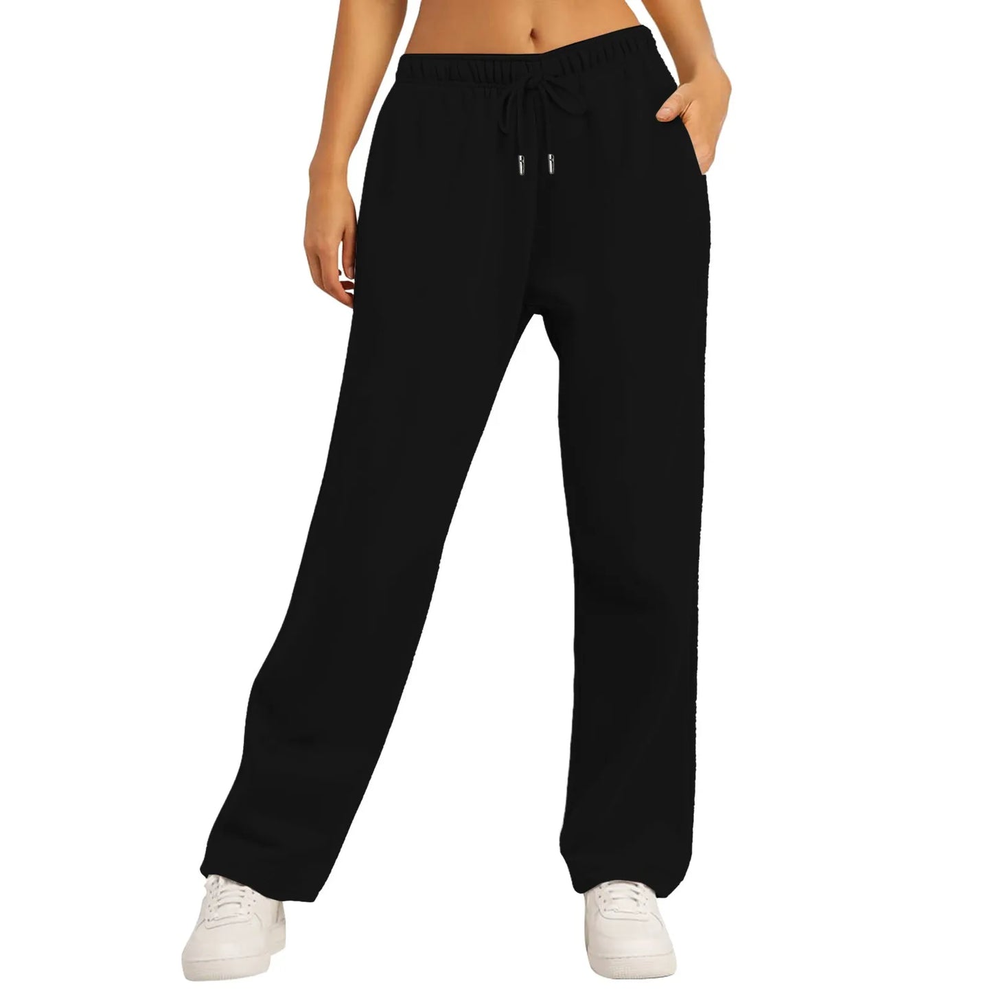 Wide Leg Pants For Women’s Fleece Lined Sweatpants Straight Pants Bottom All-Math Plain Fitness Joggers Pants Travel Basic