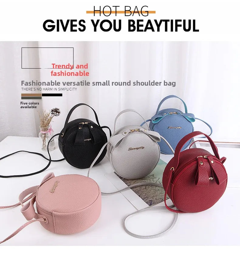 New handbag cute little round bag shoulder diagonal bag portable cosmetic bag foreign trade wholesale small bag. Women's bag