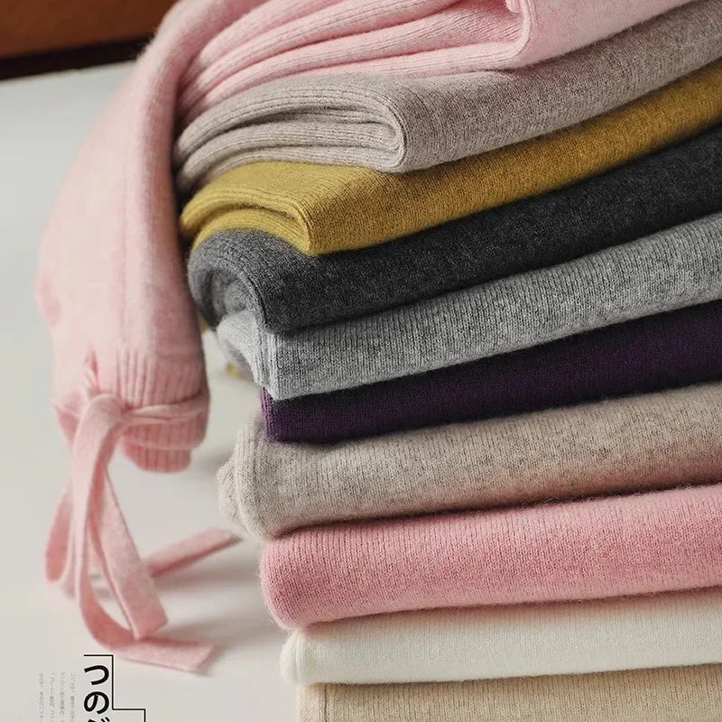 Wool Knitted Wide-Leg Pants for Women Loose Leisure All-Matching Soft Glutinous Thickened Straight Long Pants for Outer Wear